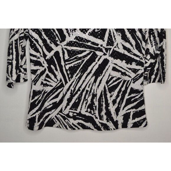 Tribal Women's Small Black Zebra Print 3/4 Sleeve Blouse - Picture 6 of 10